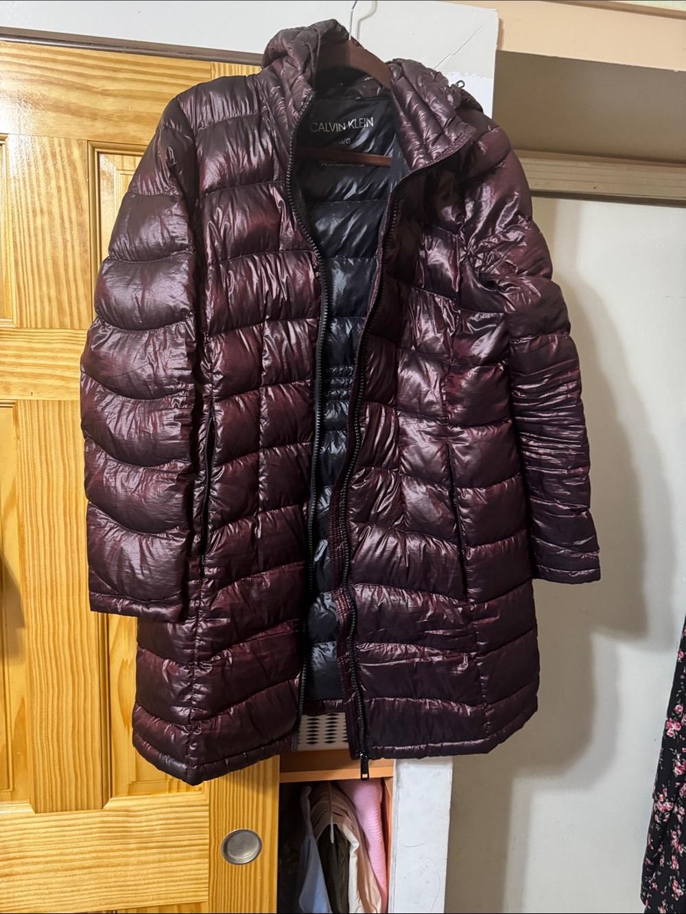 Calvin Klein Women's Wine Quilted Puffer Coat